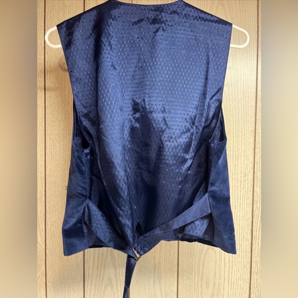 Vintage Liz Claiborne Collection Women’s Blue Velour Vest Button Up 8 Petite - Picture 4 of 10